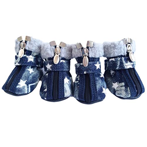 Hundesportschuhe Weiche Alleinige Aufladungen, Breathable Plüsch Schuhe Einstellbare Booties Paw Pflege Anti-rutsch-Schuhe Stiefel für Kleine Hunde von PetPhindU