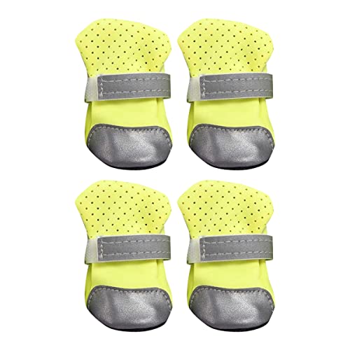 Hundestiefel mit Einstellbaren Reflektierenden Riemen Komfortable Atmungsaktive Pfote Protector Hundeschuhe Paw Protector Leichte Walking Pet Booties Hundestiefel für Heißpflaster Hund von PetPhindU