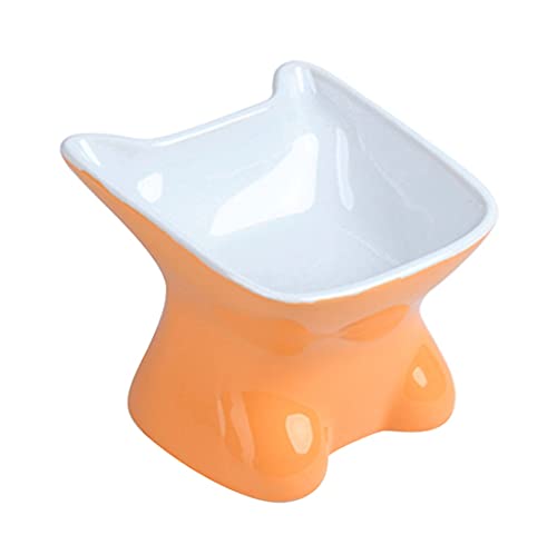 Keramik Raised Katze Schalen Kleine Hundefutter Schalen Tilted Cat Bowl Schützen Pet Spine Anti Vomiting Pet Food Bowl für Katzen und Kleine Hunde von PetPhindU