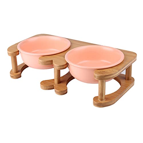 Pet Bowl Cat Bowl Keramik Hundenapf 2 Keramik Katzenfutter Schüssel mit Erhöhten Standplatz Hund Wasser-schüssel-fressnäpfe für Katzen & Kleine Hunde Anti-Kipp-Protect Haustier Spine von PetPhindU