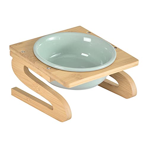 Pet Food Bowl Cat Bowl Keramik Hundenapf mit Raised Bambus Tischkatzenfutter Schüssel Hund Wasser Bowl Anti-Kipp-Protect Pets' Spine-fressnäpfe für Katzen & Kleine Hunde von PetPhindU