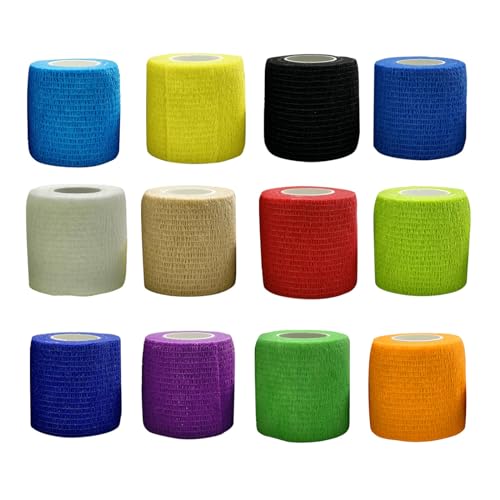 PetPhindU 12 Selbstklebende Bandage, Flexible Kohäsive Bandage, Elastische Selbstklebende Bandage für Hunde, Haustiere und Menschen, Fixierbandage für Knöchel, Handgelenk (Farbe 1,5cm x 4.5m) von PetPhindU