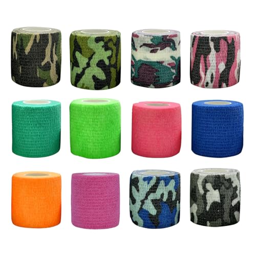 PetPhindU 12 Selbstklebende Bandage, Flexible Kohäsive Bandage, Elastische Selbstklebende Bandage für Hunde, Haustiere und Menschen, Fixierbandage für Knöchel, Handgelenk (Farbe 2,5cm x 4.5m) von PetPhindU