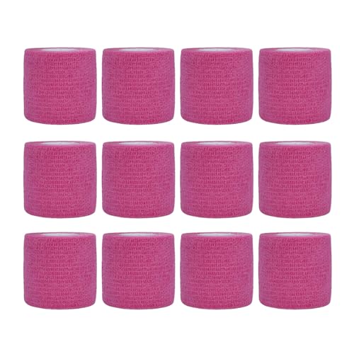 PetPhindU 12 Selbstklebende Bandage, Flexible Kohäsive Bandage, Elastische Selbstklebende Bandage für Hunde, Haustiere und Menschen, Fixierbandage für Knöchel, Handgelenk (Rosenrot,7.5cm x 4.5m) von PetPhindU