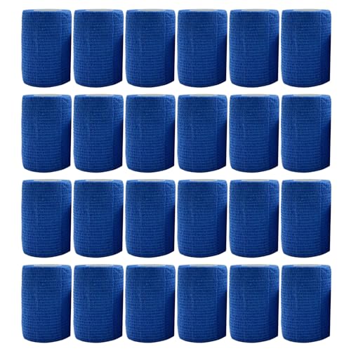 PetPhindU 24 Selbstklebende Bandage, Flexible Kohäsive Bandage, Elastische Selbstklebende Bandage für Hunde, Haustiere und Menschen, Fixierbandage für Knöchel, Handgelenk (Blau,4.5cm x 5cm) von PetPhindU