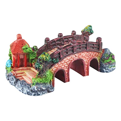 PetPhindU Fischtank Dekorationen Fischtank Dekoration Rockery Bridge Landschaftsbau Simulation Brücke Gefälschte Steinbrücken Bogenbrücke Wasser Gras Hintergrund Aquariumbrücken Ornamente Fisch von PetPhindU