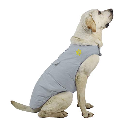 PetPhindU Hund Kaltwetter-Outfits, Baumwolle Hund Mantel Bequeme Hundejacke Reversible Thermische Winddicht Wasserdicht Weste für Kleine, Mittlere Große Hunde von PetPhindU