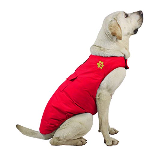 PetPhindU Hund Kaltwetter-Outfits, Baumwolle Hund Mantel Bequeme Hundejacke Reversible Thermische Winddicht Wasserdicht Weste für Kleine, Mittlere Große Hunde von PetPhindU