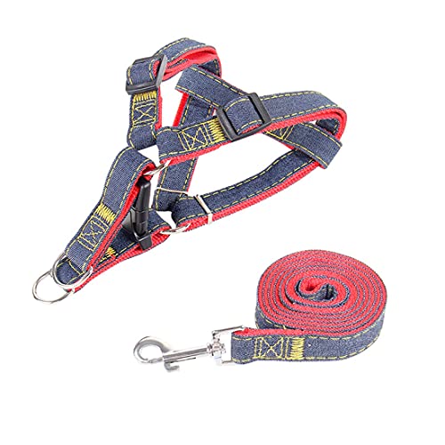 PetPhindU Hundegeschirr Leine Collar Set Hundegeschirr 3 Stück Set Denim Step-in-hundegeschirr für Kleine und Große Hunde Im Freien Hundegeschirr von PetPhindU