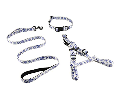 Hundegeschirr und Leine Collar Set Denim Step-in-hundegeschirr 3 Stück Set Ausbruchsicher für Kleine und Große Hunde Walking Laufen Im Freien Wandernde von PetPhindU