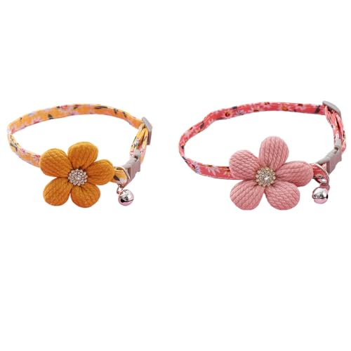 PetPhindU Hundehalsband für kleine Hunde mit Blume, Welpenhalsband für Mädchen, Hundehalsband für kleine Hunde, niedliches Hundehalsband mit Glöckchen, verstellbare Länge, verstellbar, weiches von PetPhindU