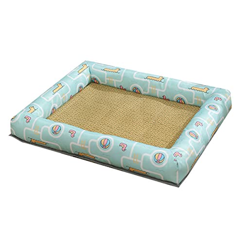 PetPhindU Hundekühlungsmatte Haustiermatte Kühlung Decke Haustier Ice Pad Matte Kühlung Haustierbett Außenbett Haustier Sommer Cool Pad Rattan Matte Gewebt Atmungsaktiv Abnehmbar Waschbar von PetPhindU