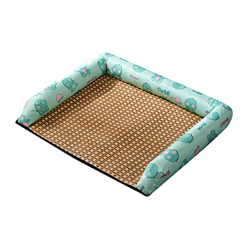 PetPhindU Hundekühlungsmatte Haustiermatte Kühlung Decke Haustier Ice Pad Matte Kühlung Haustierbett Außenbett Haustier Sommer Cool Pad Rattan Matte Gewebt Atmungsaktiv Abnehmbar Waschbar von PetPhindU