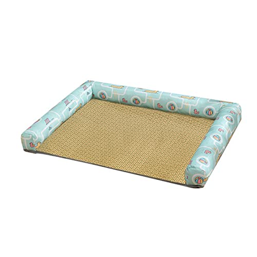 PetPhindU Hundekühlungsmatte Haustiermatte Kühlung Decke Haustier Ice Pad Matte Kühlung Haustierbett Außenbett Haustier Sommer Cool Pad Rattan Matte Gewebt Atmungsaktiv Abnehmbar Waschbar von PetPhindU