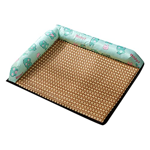 PetPhindU Hundekühlungsmatte Haustiermatte Kühlung Decke Haustier Ice Pad Matte Kühlung Haustierbett Außenbett Haustier Sommer Cool Pad Rattan Matte Gewebt Atmungsaktiv Abnehmbar Waschbar von PetPhindU