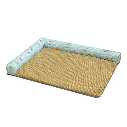 PetPhindU Hundekühlungsmatte Haustiermatte Kühlung Decke Haustier Ice Pad Matte Kühlung Haustierbett Außenbett Haustier Sommer Cool Pad Rattan Matte Gewebt Atmungsaktiv Abnehmbar Waschbar von PetPhindU