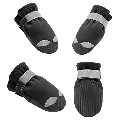 PetPhindU Hundesocken Schuhe Anti-rutsch-Boot, Atmungsaktive wasserdichte Schuhe Reflective Booties Nonslip Weicher Sohle Stiefel Booties für Kleine, Mittlere Große Hunde von PetPhindU