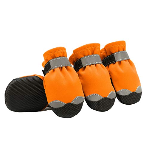 PetPhindU Hundesocken Schuhe Anti-rutsch-Boot, Atmungsaktive wasserdichte Schuhe Reflective Booties Nonslip Weicher Sohle Stiefel Booties für Kleine, Mittlere Große Hunde von PetPhindU