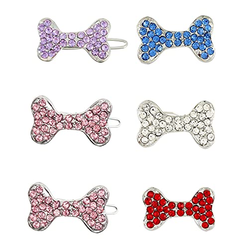 PetPhindU Welpen Katze Hund Haar Clips Shinning Strass Mädchen Welpen Pflege Haar Zubehör Welpen Haarspange für Welpen Doggies Katzen, 6 Packs, Zufällige Farbe von PetPhindU