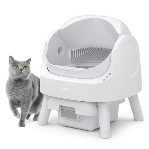 Katzenklo, selbstreinigend, automatische Katzentoilette für mehrere Katzen, offenes Design, Sicherheitsschutz, mit 1 Rolle Müllbeutel inklusive von PetPivot