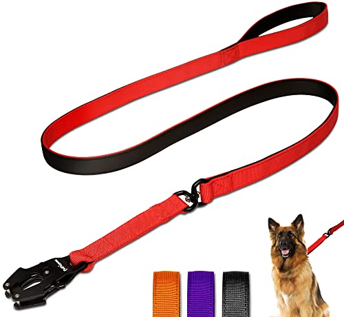 PetPurpose Taktische Hundeleine für Training, Wandern, Laufen und Outdoor-Aktivitäten mit gepolstertem Neopren-Griff, robuster Frosch-Clip und verwicklungsfreier Rotation, 1,5 m (orange) von PetPurpose