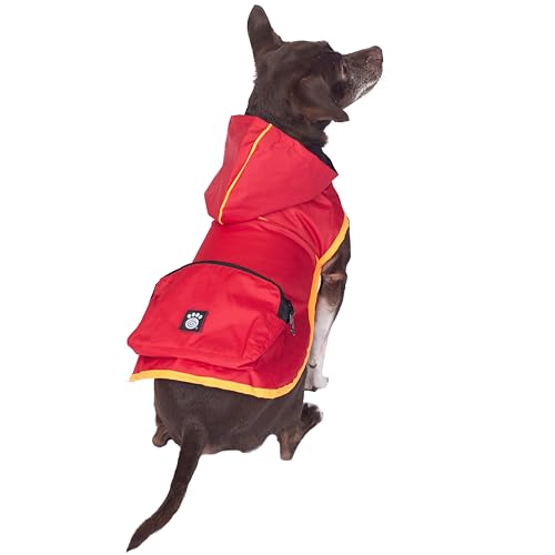 PetRageous 24201S Banff Hunde-Regenjacke, verstaubar, Größe S, Rot von Petrageous