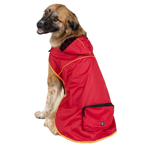 PetRageous 24201XXL Banff Hunde-Regenjacke, verstaubar, Größe XXL, Rot von Petrageous