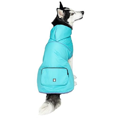 PetRageous 24203L Banff Hunde-Regenjacke, verstaubar, Größe L, Blau von Petrageous