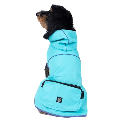 PetRageous 24203S Banff Hunde-Regenjacke, verstaubar, Größe S, Blau von Petrageous