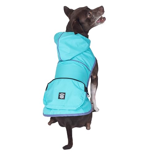 PetRageous 24203S Banff Hunde-Regenjacke, verstaubar, Größe S, Blau von Petrageous