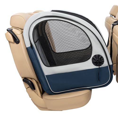 PetSafe Happy Ride Faltbare Transportbox, Hunde-Reisebox für die Autorückbank, Netztüren zur Belüftung, Blau/Grau von PetSafe