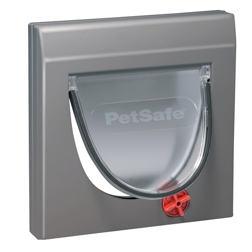 PetSafe Katzenklappe Staywell Klassik, 4 manuelle Verschlussoptionen, Einschließlich Tunnel, Für Haustiere bis 7 kg, Maße 22,3 cm x 22,3 cm, Grau von PetSafe