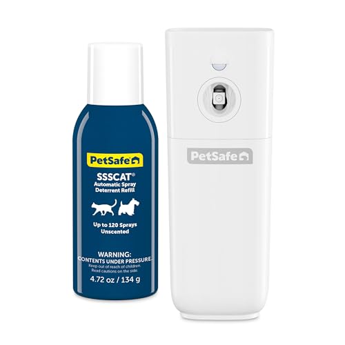 PetSafe SSSCAT automatisches Fernhaltespray für Haustiere, hält Katzen und Hunde von Oberflächen, Pflanzen und potenziellen Gefahren fern, kein Möbelkratzen mehr, sicher, geruchlos und fleckenfrei von PetSafe