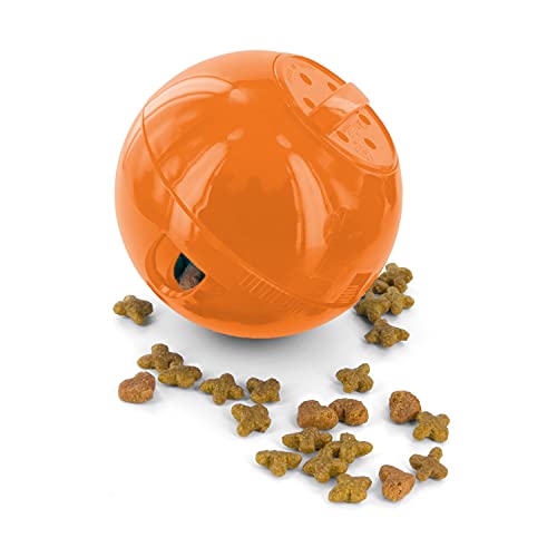 PetSafe SlimCat Futterball, Snackball für Katzen, Für eine spielerische Gewichtskontrolle, 150ml Trockenfutter, Orange, Medium von PetSafe