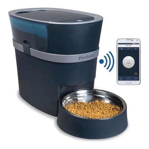 PetSafe Smart Feed Futterautomat, Mit Smartphone-Steuerung per App, Für Trockenfutter geeignet, 1,5 L Kapazität, Schwarz, Grau von PetSafe