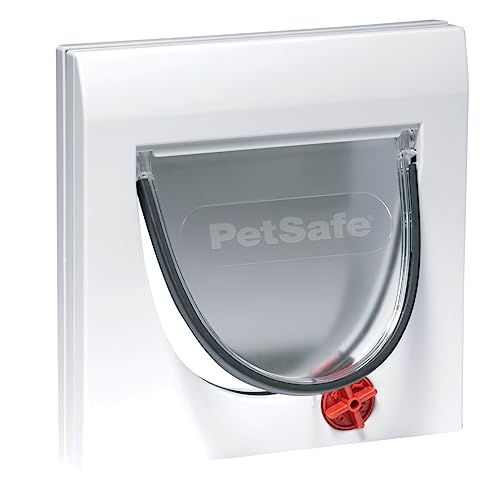 PetSafe Katzenklappe Staywell Klassik, 4 manuelle Verschlussoptionen, Für Haustiere bis 7 kg, Weiß, Maße 22.3x22.3 cm (1er Pack) von PetSafe