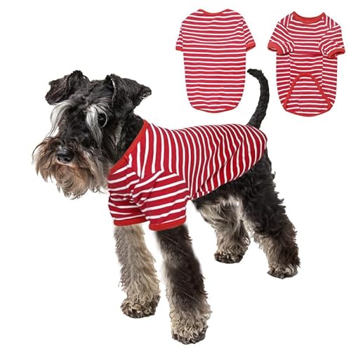 PetSmiler Hundepullover - Dünner Hundepullover Kleine Hunde Gestreifter Hundeshirts für Kleine Hund Katzen Shirt, Dehnbarer Pullover Hund Hundepulli Chihuahua Französische Bulldogge (Rot XL) von PetSmiler