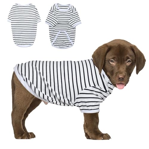 PetSmiler Hundepullover - Dünner Hundepullover Kleine Hunde Gestreifter Hundeshirts für Kleine Hund Katzen Shirt, Dehnbarer Pullover Hund Hundepulli Chihuahua Französische Bulldogge (Schwarz L) von PetSmiler