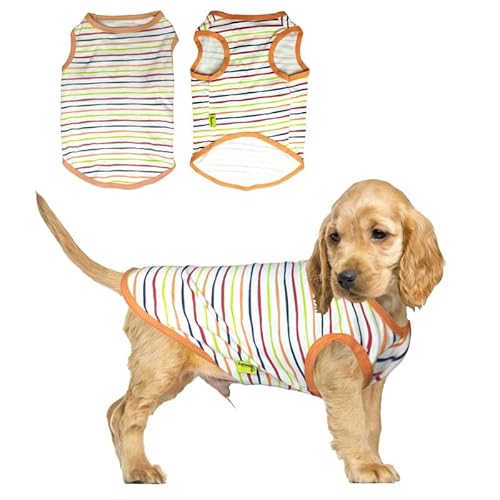 PetSmiler Hundepullover Katzenpullover, Gestreifte Hunde Shirt Dehnbares Hundeshirts für Kleine Hunde Pullover Bequeme Hund Ringelshirt für Kleine Hunde Katzen Chihuahua Kleidung, Orange L von PetSmiler