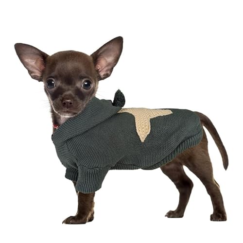 PetSmiler Hundepullover - Chihuahua Pullover Hundepullover mit Kapuze Hunde Pullover Kleine Hund, Hundepulli Winter Hundepullover Warm Strickpulli Hund 1,5-10 kg (Dunkelgrau XS) von PetSmiler