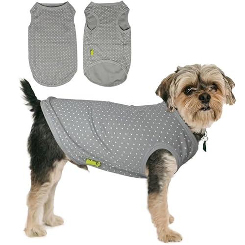 PetSmiler Hundeshirts für Kleine Hunde Katze - Polka Punkt Shirts für Hunde Tshirt Hundepullover Dünn Hundehemd Kleine Hunde Chihuahua Kleidung Katzen Kleidung, Grau L von PetSmiler