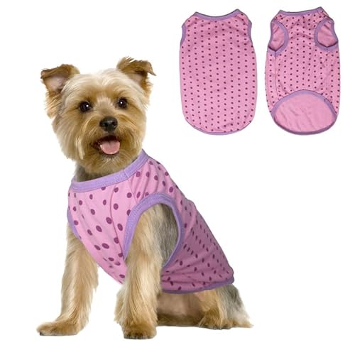 PetSmiler Hundeshirts für Kleine Hunde Katze - Polka Punkt Shirts für Hunde Tshirt Hundepullover Dünn Hundehemd Kleine Hunde Chihuahua Kleidung Katzen Kleidung, Rosa L von PetSmiler