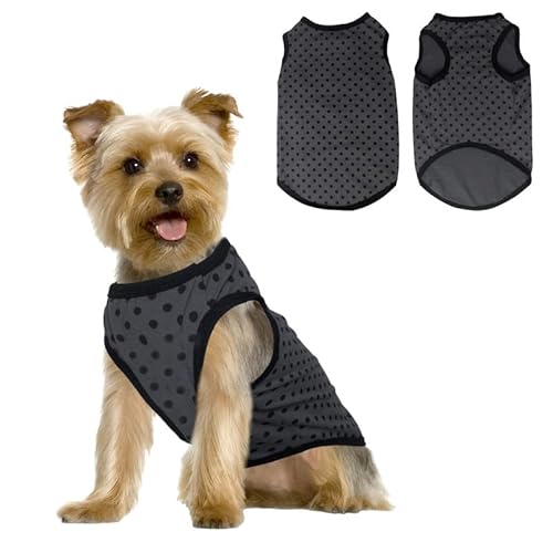 PetSmiler Hundeshirts für Kleine Hunde Katze - Polka Punkt Shirts für Hunde Tshirt Hundepullover Dünn Hundehemd Kleine Hunde Chihuahua Kleidung Katzen Kleidung, Schwarz L von PetSmiler