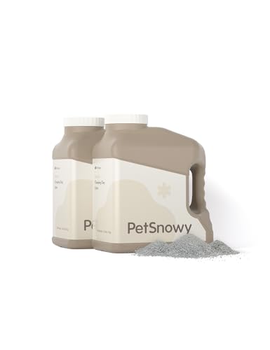 PetSnowy Feine Katzenstreu, Klumpstreu ohne Staub, Ausgewählter körniger Mineralsand Plus Backpulver und Aktivkohle, Desodorierend und Staubfrei Katzenstreu mit Eimer und Deckel von PetSnowy