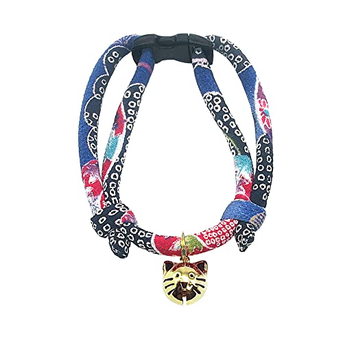 PetSoKoo Katzenhalsband mit Kitty Face Bell Niedliches Japan Chirimen Kätzchen Halsband Weich & Leicht von PetSoKoo