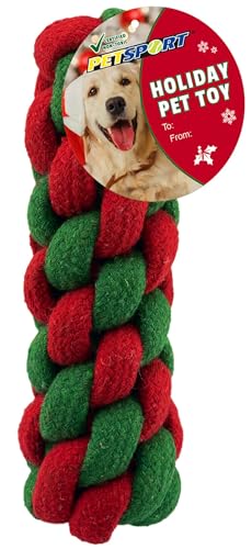 PetSport Gewebtes Hundespielzeug aus Seil für die Weihnachtszeit von Hunden, hilft bei der Reinigung der Zähne des Hundes, farbechte Farbe, hinterlässt keine Flecken, 3 Stück, 17,8 cm von PetSport