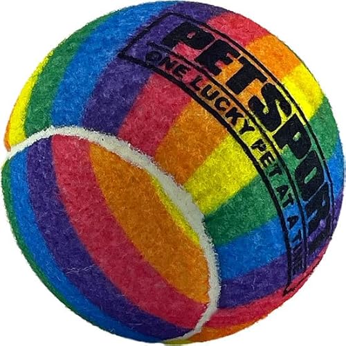 PetSport Quietschender Tennisball, Regenbogen-Hundespielzeug, groß, 10.2 cm, haustiersicherer Filz, ungiftige und extra dicke Gummibälle für Haltbarkeit und Sprungkraft, Start, Chuck oder Werfen von PetSport