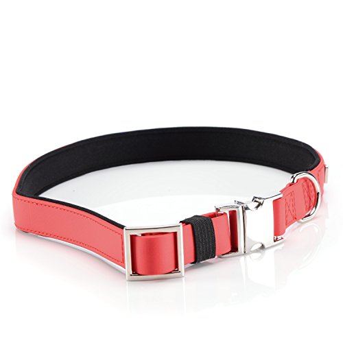 PetTec Hundehalsband aus Trioflex™, Slim Edition, schmales Design, Polsterung, Wasserabweisend, Gr: S, Rot… von PetTec