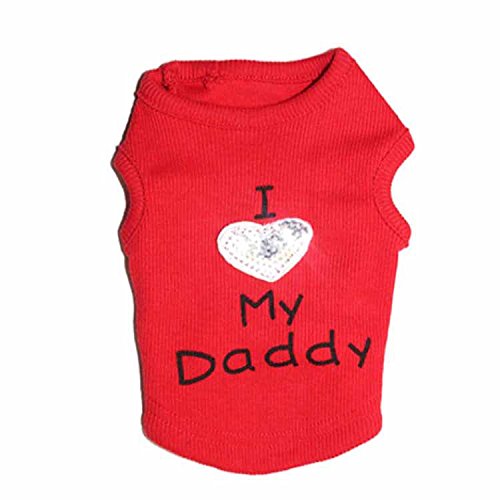 Hunde-Shirts mit Slogan-Weste I Love My Daddy/Mommy, niedliches Herz-T-Shirt, Kleidung für Chiuahahahaha-Pudel, Teetasse, Shihtzu, Yorkie, Bulldogge, kleines Welpen-Kostüm von Petall