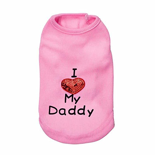 Hunde-Shirts mit Slogan-Weste "I Love My Daddy/Mommy", niedliches Herz-T-Shirt, Kleidung für Chiuahahahaha-Pudel, Teetasse, Shihtzu, Yorkie, Bulldogge, kleines Welpen-Kostüm von Petall